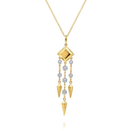 14K Yellow Gold Diamond Drop Chandelier Necklace
