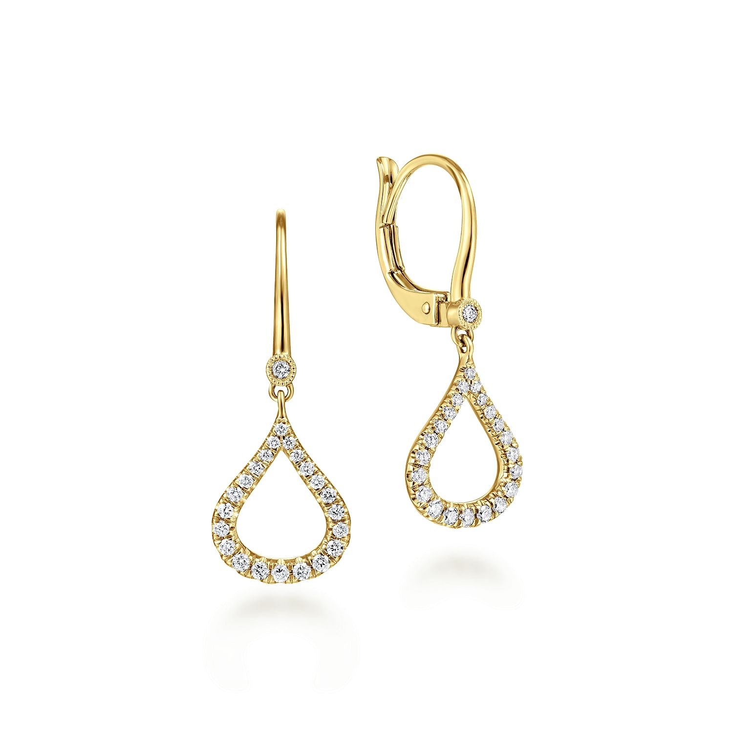 14K Yellow Gold Diamond Drop Earrings