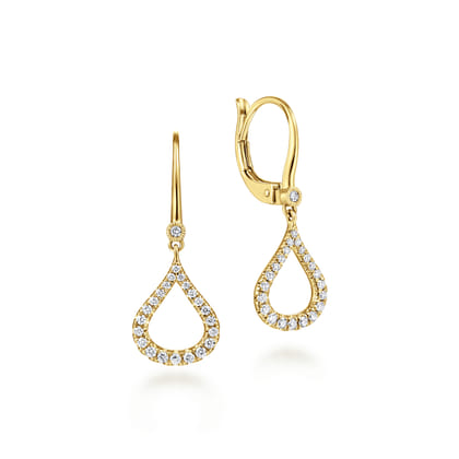 14K Yellow Gold Diamond Drop Earrings