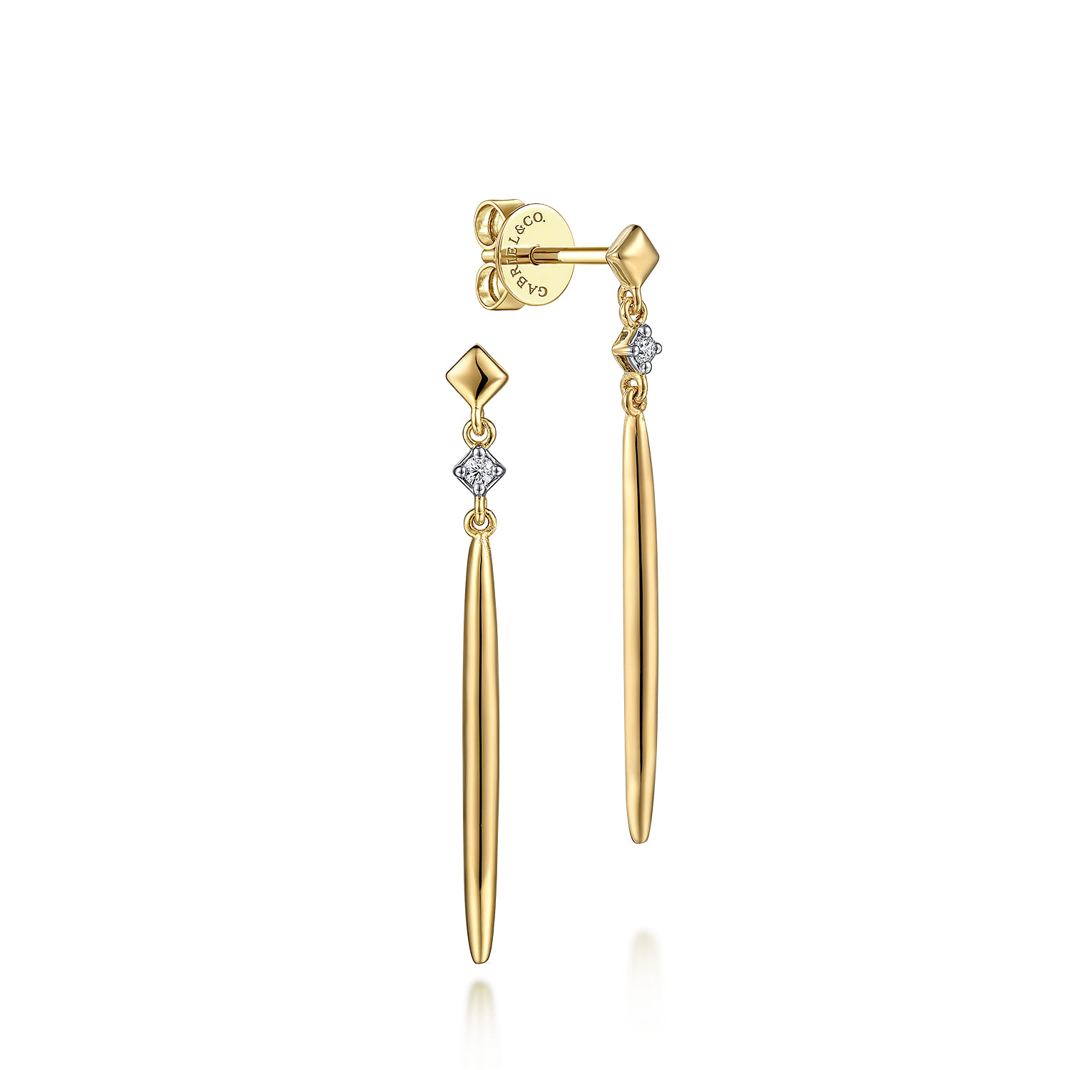 14K Yellow Gold Diamond Drop Earrings - 0.04 ct - Shot 1
