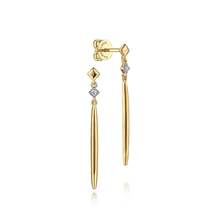 14K Yellow Gold Diamond Drop Earrings