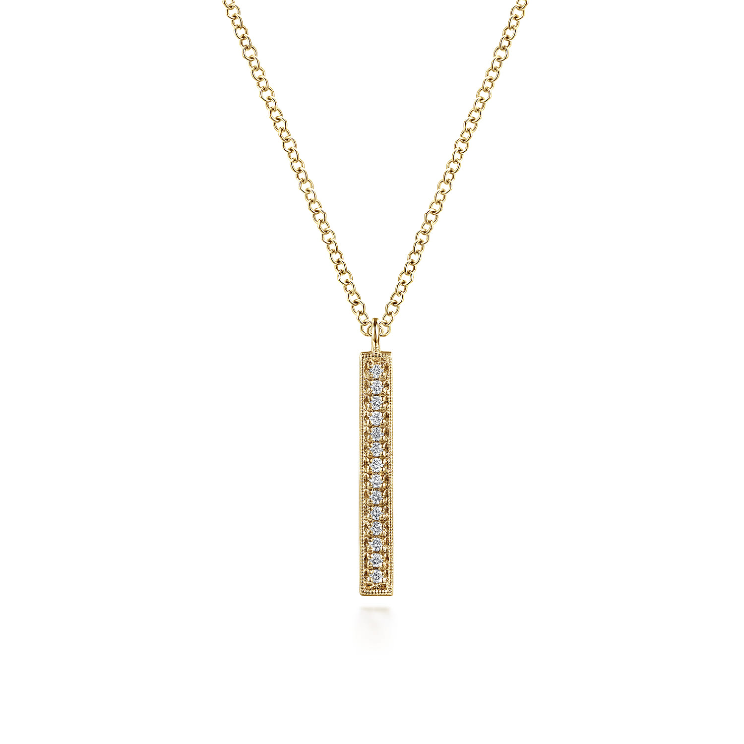 14K Yellow Gold Diamond Drop Pendant Necklace - 0.07 ct - Shot 1