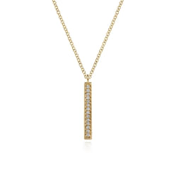 14K Yellow Gold Diamond Drop Pendant Necklace