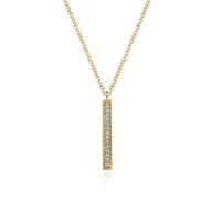 14K Yellow Gold Diamond Drop Pendant Necklace