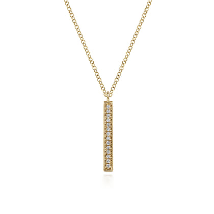 14K Yellow Gold Diamond Drop Pendant Necklace