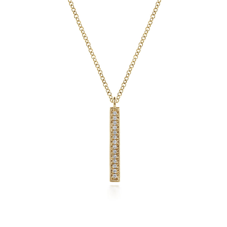 14K Yellow Gold Diamond Drop Pendant Necklace - 0.07 ct - Shot 1