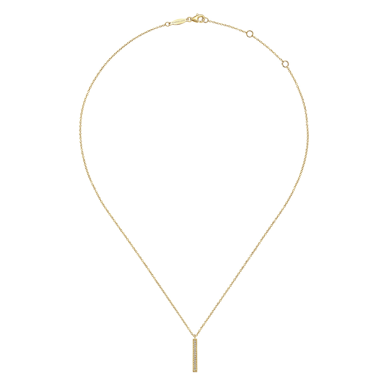 14K Yellow Gold Diamond Drop Pendant Necklace - 0.07 ct - Shot 2