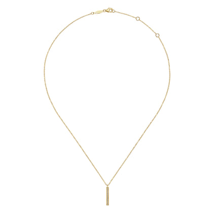 14K Yellow Gold Diamond Drop Pendant Necklace