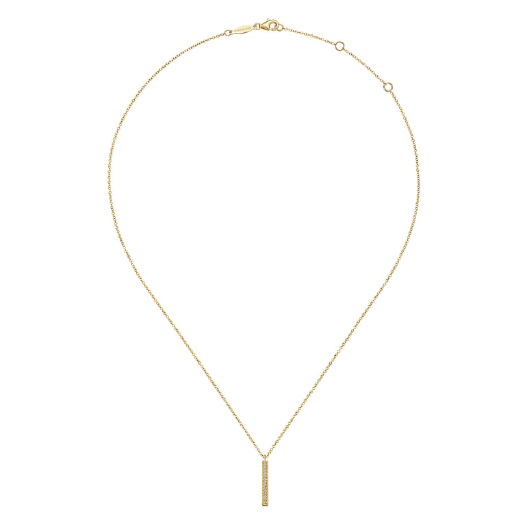 14K Yellow Gold Diamond Drop Pendant Necklace - 0.07 ct - Shot 2