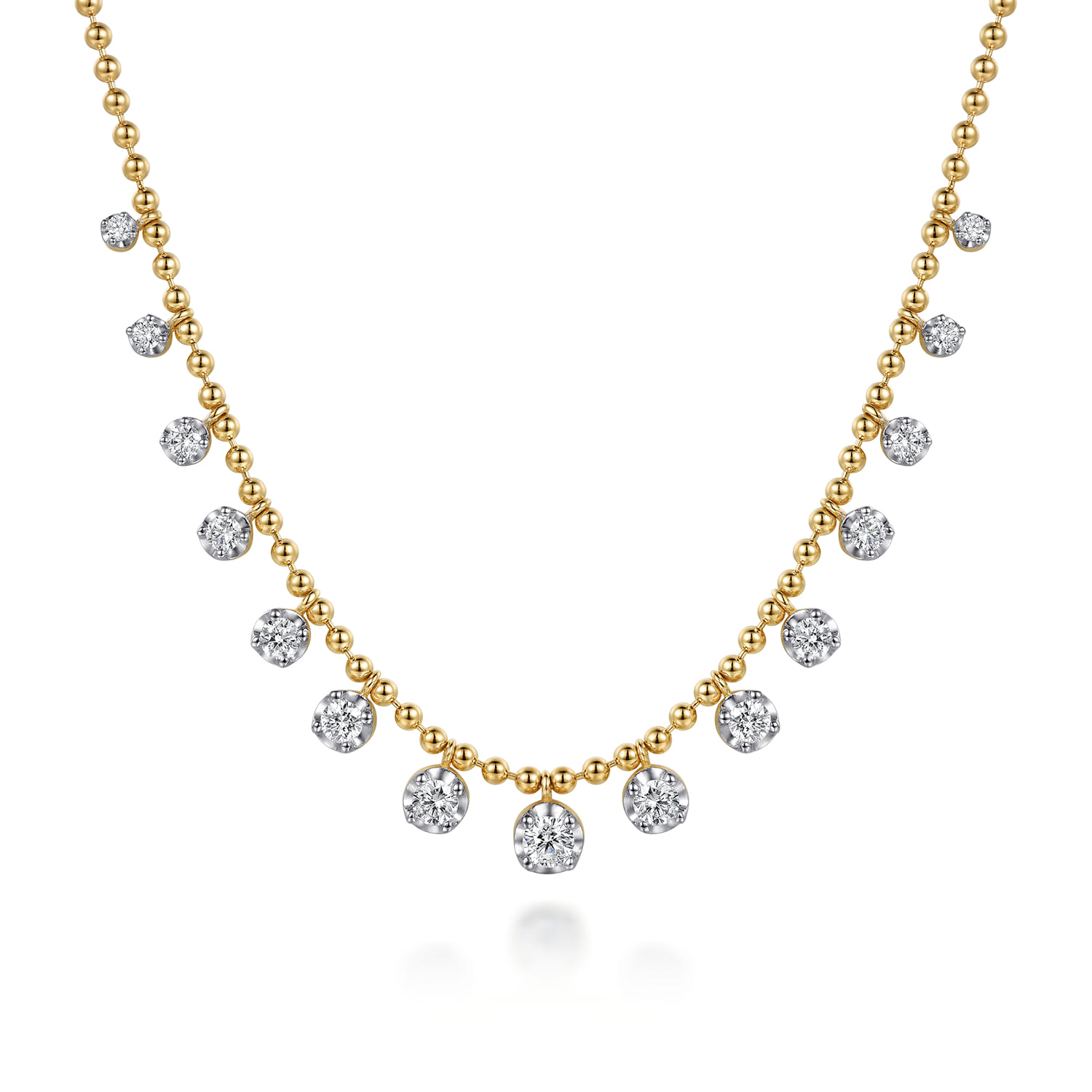 14K Yellow Gold Diamond Drop Station Necklace - 1 ct - Shot 1