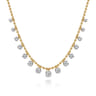 14K Yellow Gold Diamond Drop Station Necklace - 1 ct