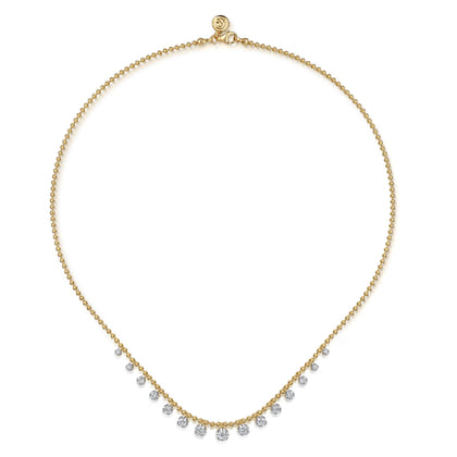 14K Yellow Gold Diamond Drop Station Necklace