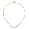 14K Yellow Gold Diamond Drop Station Necklace - 1 ct