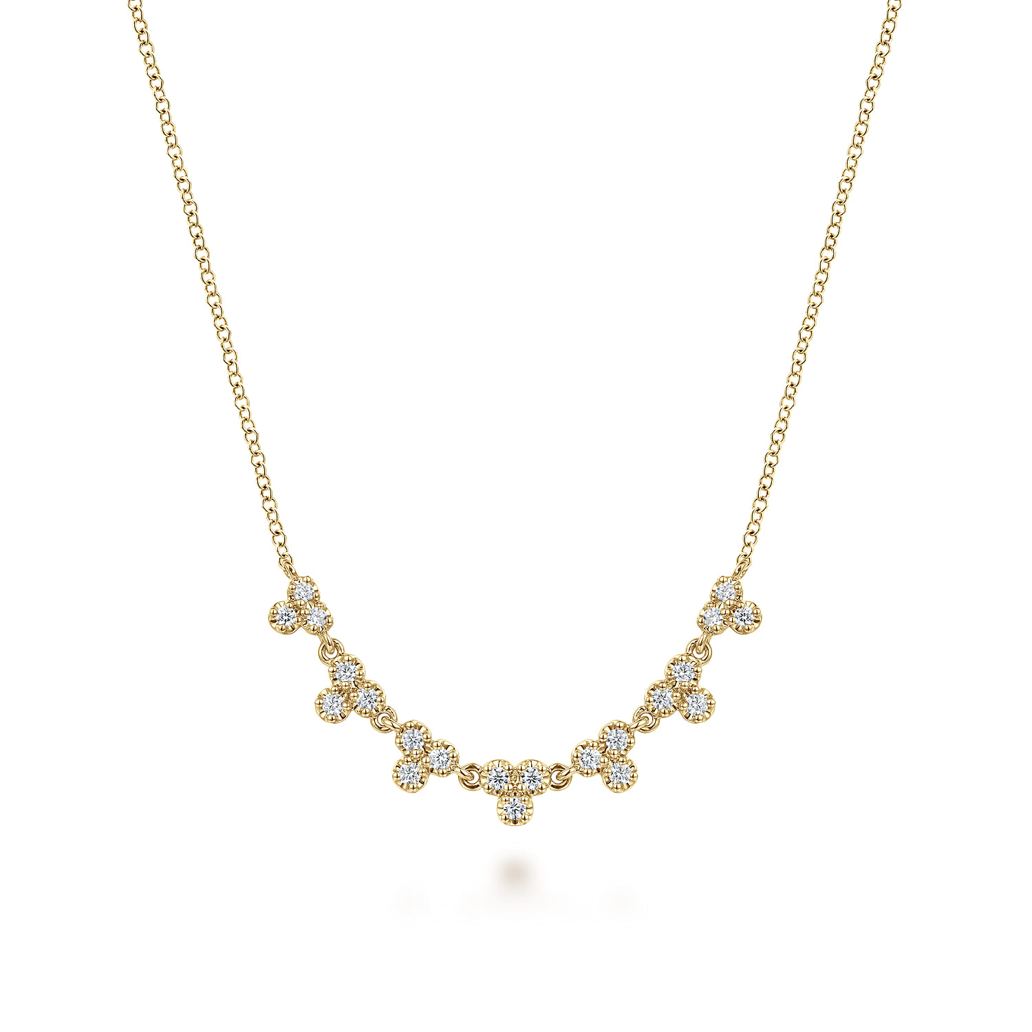 14K Yellow Gold Diamond Droplet Link Necklace - 0.35 ct - Shot 1