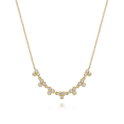 14K Yellow Gold Diamond Droplet Link Necklace