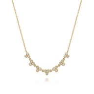 14K Yellow Gold Diamond Droplet Link Necklace