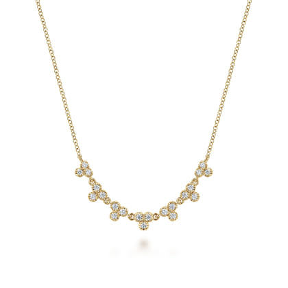 14K Yellow Gold Diamond Droplet Link Necklace