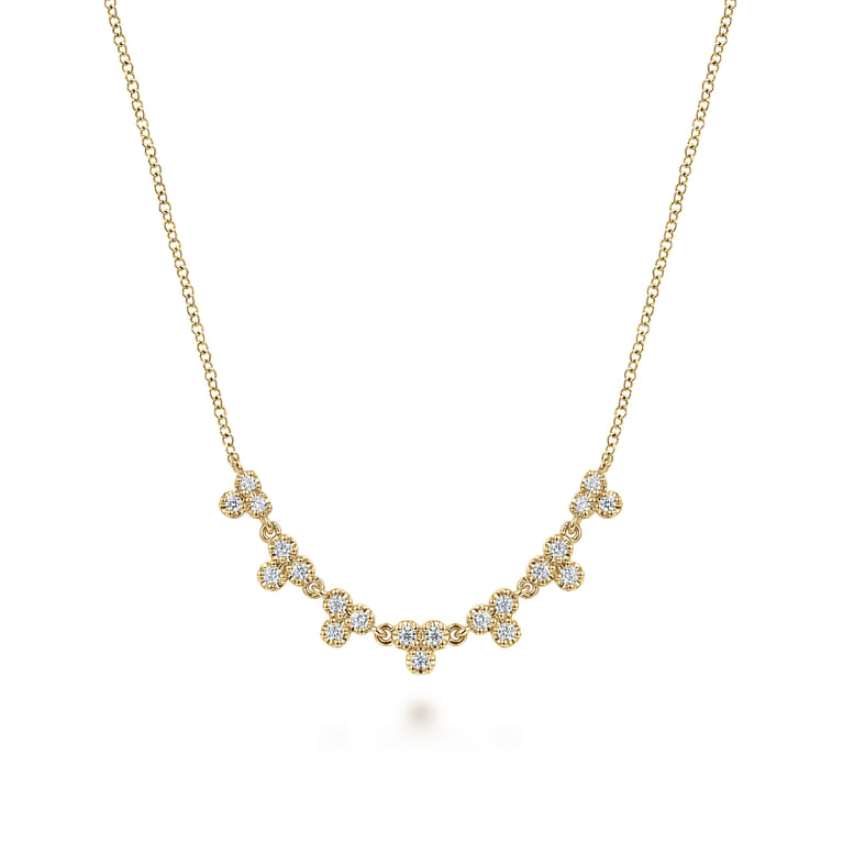 14K Yellow Gold Diamond Droplet Link Necklace - 0.35 ct - Shot 1