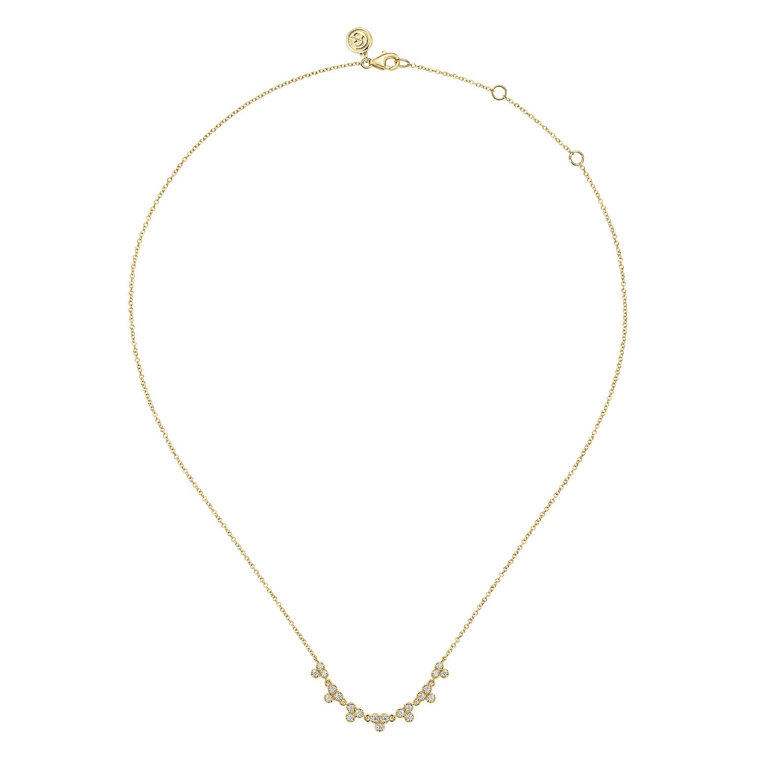 14K Yellow Gold Diamond Droplet Link Necklace - 0.35 ct - Shot 2
