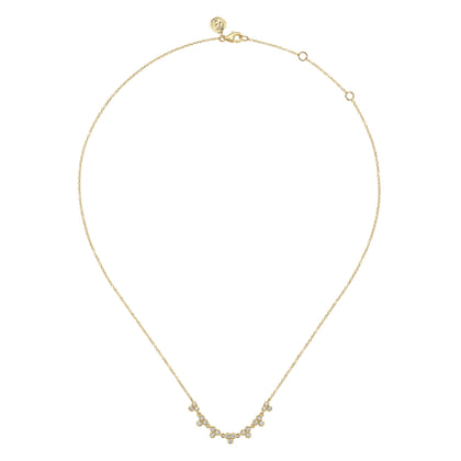 14K Yellow Gold Diamond Droplet Link Necklace