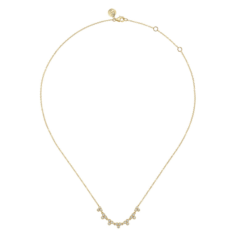 14K Yellow Gold Diamond Droplet Link Necklace - 0.35 ct - Shot 2