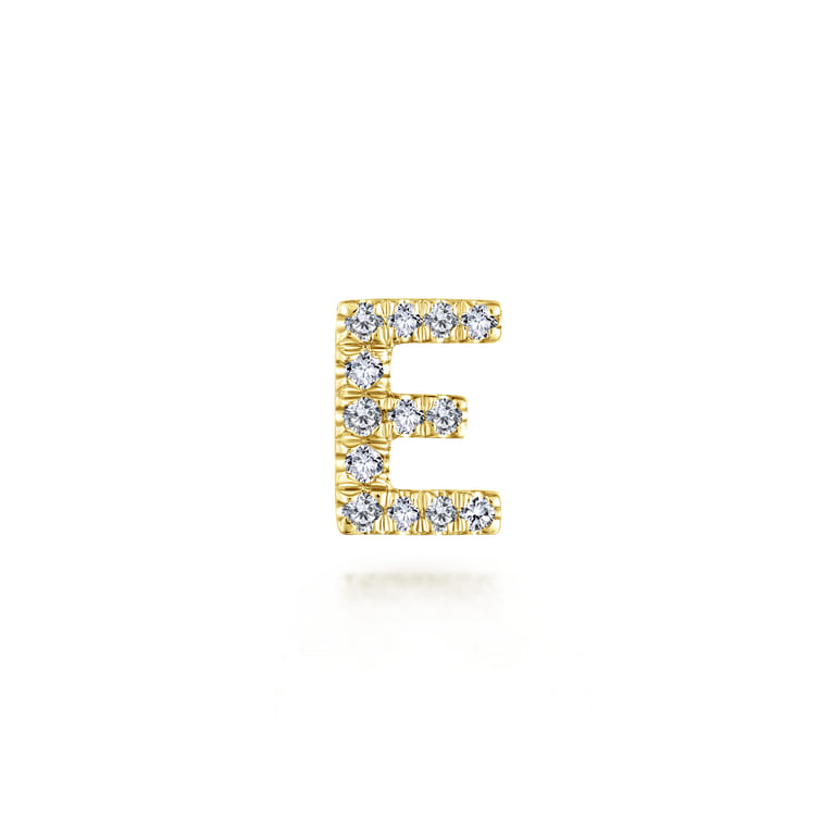 14K Yellow Gold Diamond E Initial Locket Charm - 0.06 ct - Shot 1