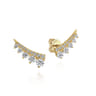 14K Yellow Gold Diamond Ear Climber Earrings - 0.75 ct