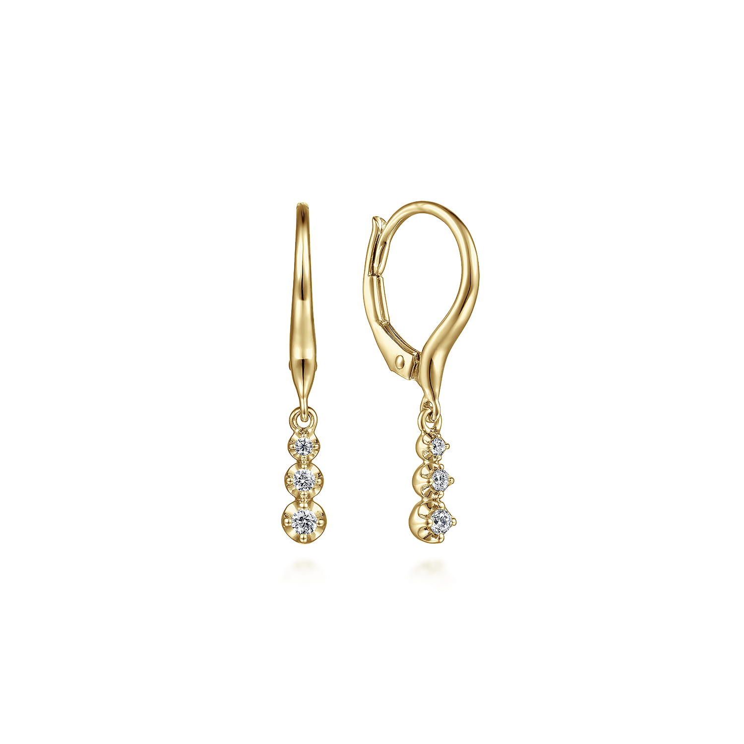 14K Yellow Gold Diamond Earrings - 0.12 ct - Shot 1