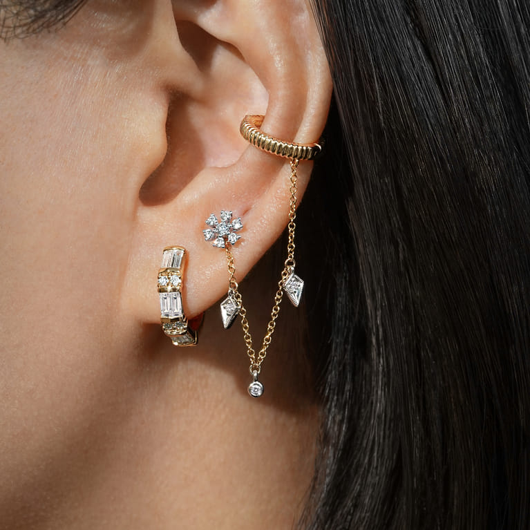 14K Yellow Gold Diamond Earrings - 1.2 ct - Shot 3
