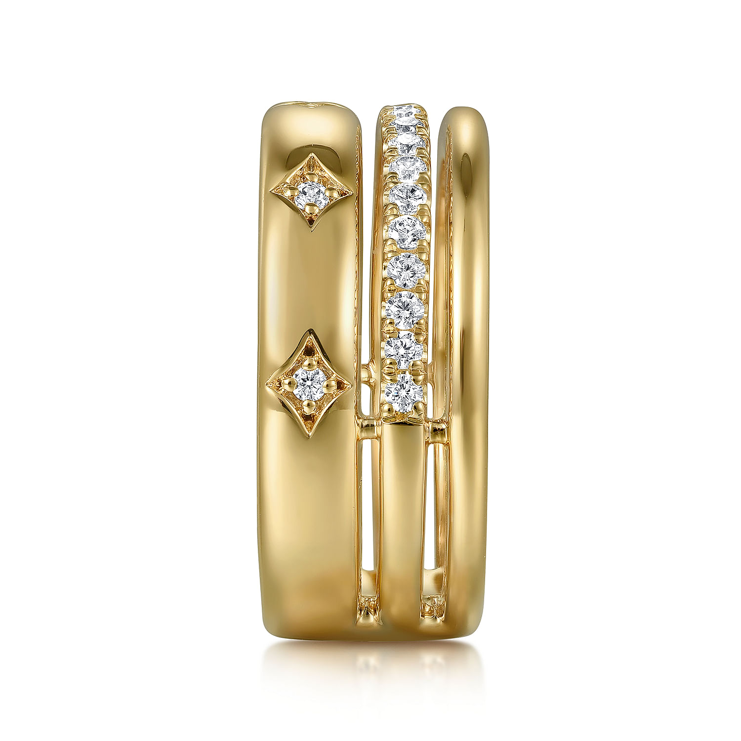14K Yellow Gold Diamond Easy Stackable Ladies Ring - 0.3 ct - Shot 4