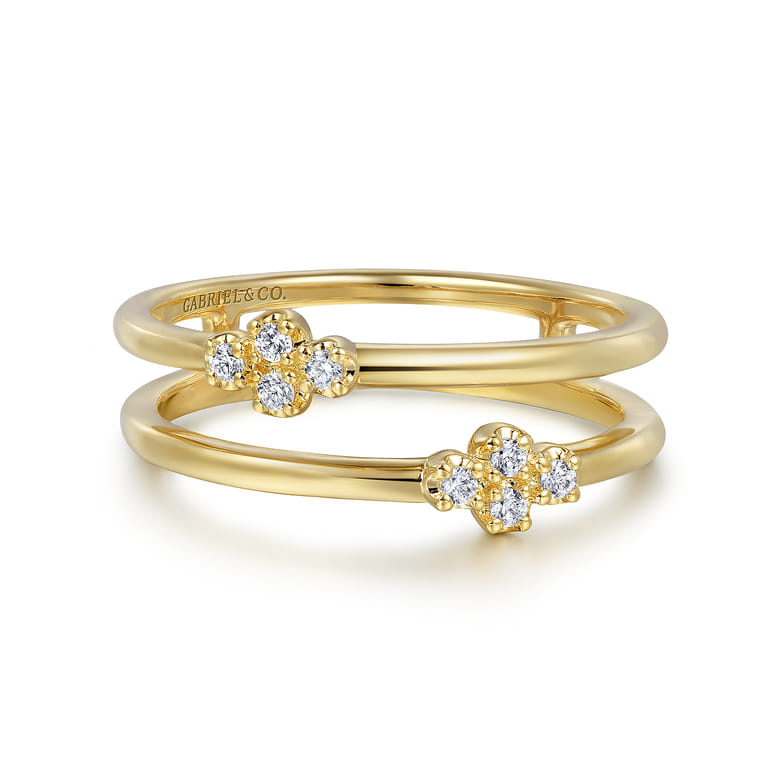 14K Yellow Gold Diamond Easy Stackable Ring 0.08ct - 0.08 ct - Shot 1