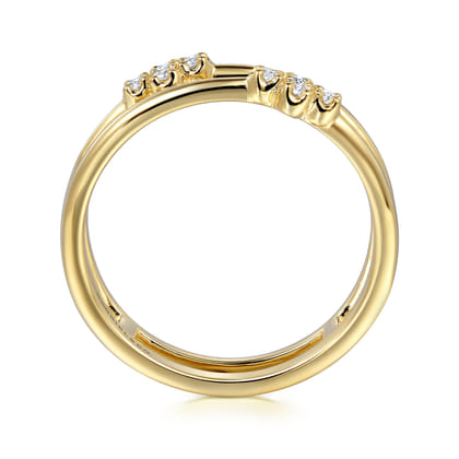 14K Yellow Gold Diamond Easy Stackable Ring 0.08ct