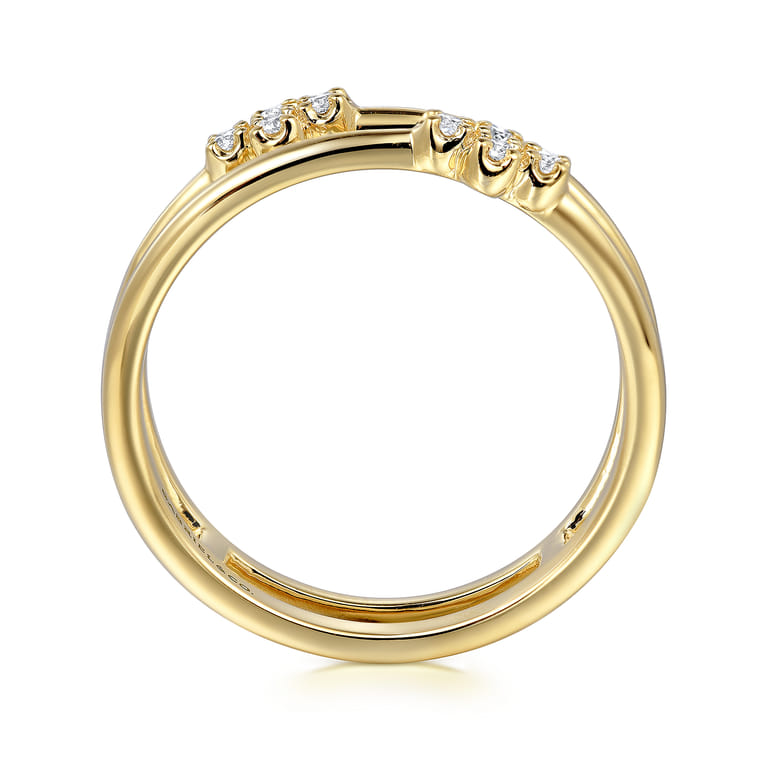 14K Yellow Gold Diamond Easy Stackable Ring 0.08ct - 0.08 ct - Shot 2