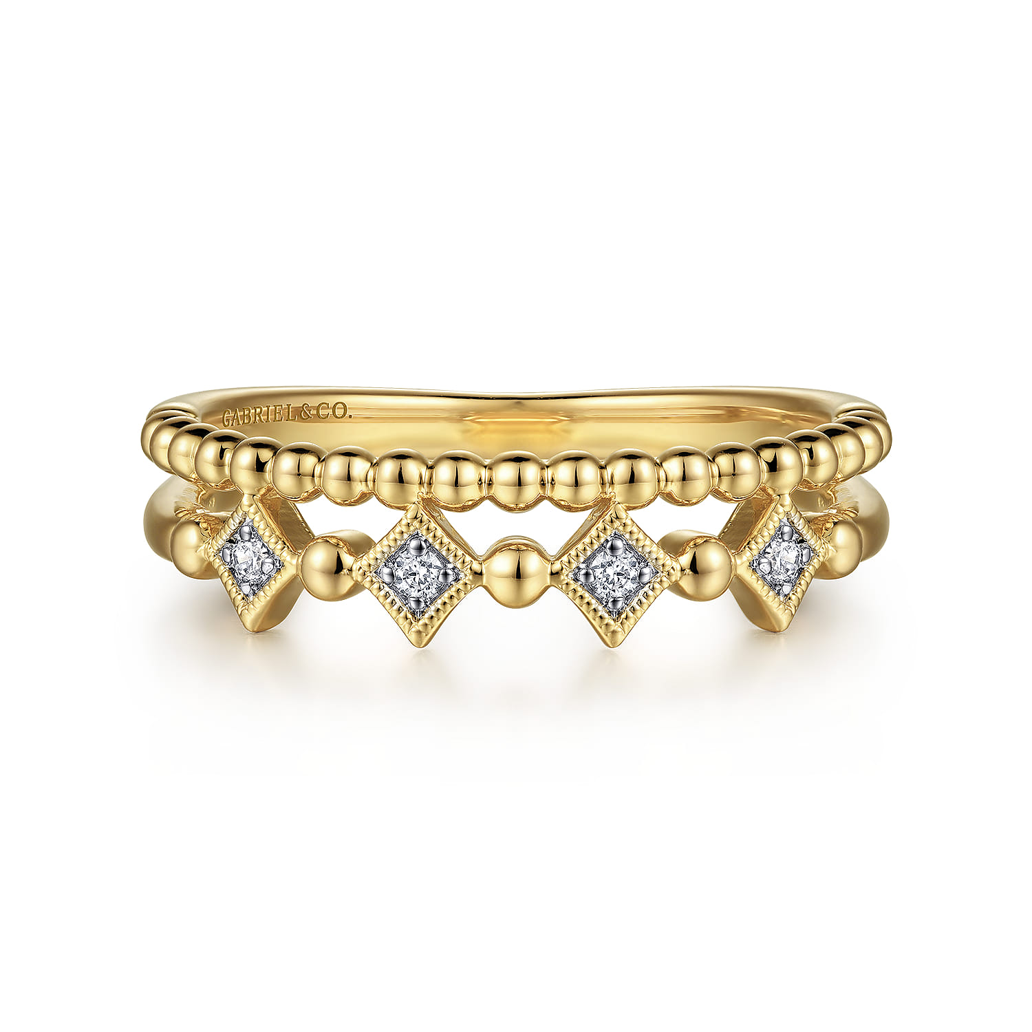 14K Yellow Gold Diamond Easy Stackable Ring-Bujukan