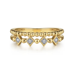14K Yellow Gold Diamond Easy Stackable Ring-Bujukan