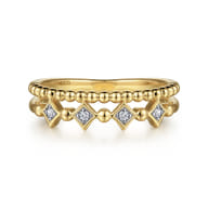 14K Yellow Gold Diamond Easy Stackable Ring-Bujukan