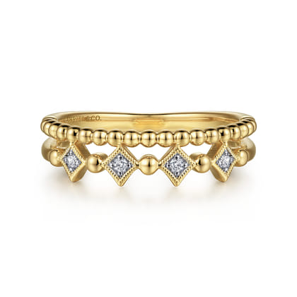 14K Yellow Gold Diamond Easy Stackable Ring-Bujukan