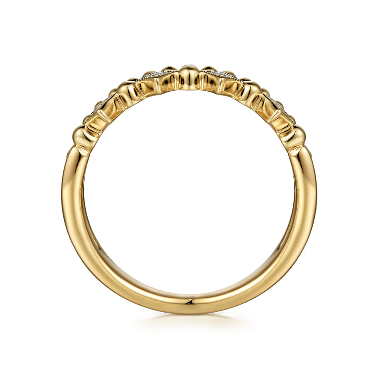 14K Yellow Gold Diamond Easy Stackable Ring-Bujukan - 0.04 ct - Shot 2