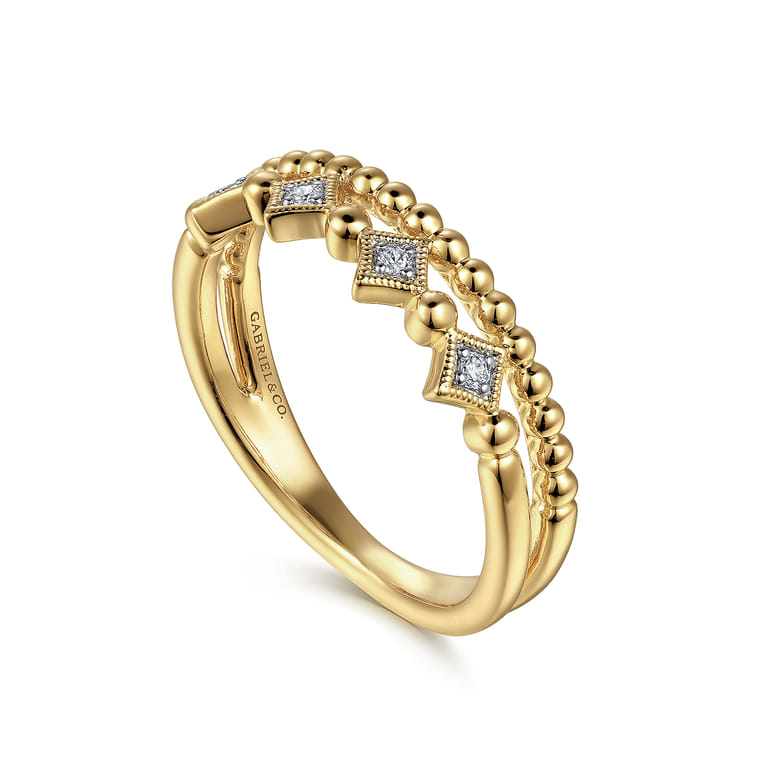 14K Yellow Gold Diamond Easy Stackable Ring-Bujukan - 0.04 ct - Shot 3