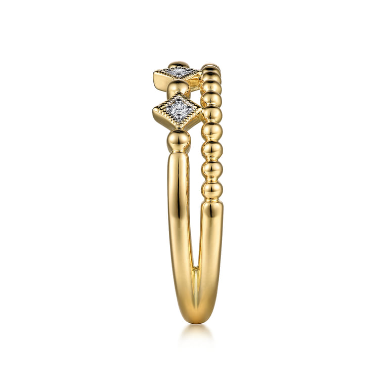 14K Yellow Gold Diamond Easy Stackable Ring-Bujukan - 0.04 ct - Shot 4