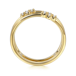 14K Yellow Gold Diamond Easy Stackable Ring