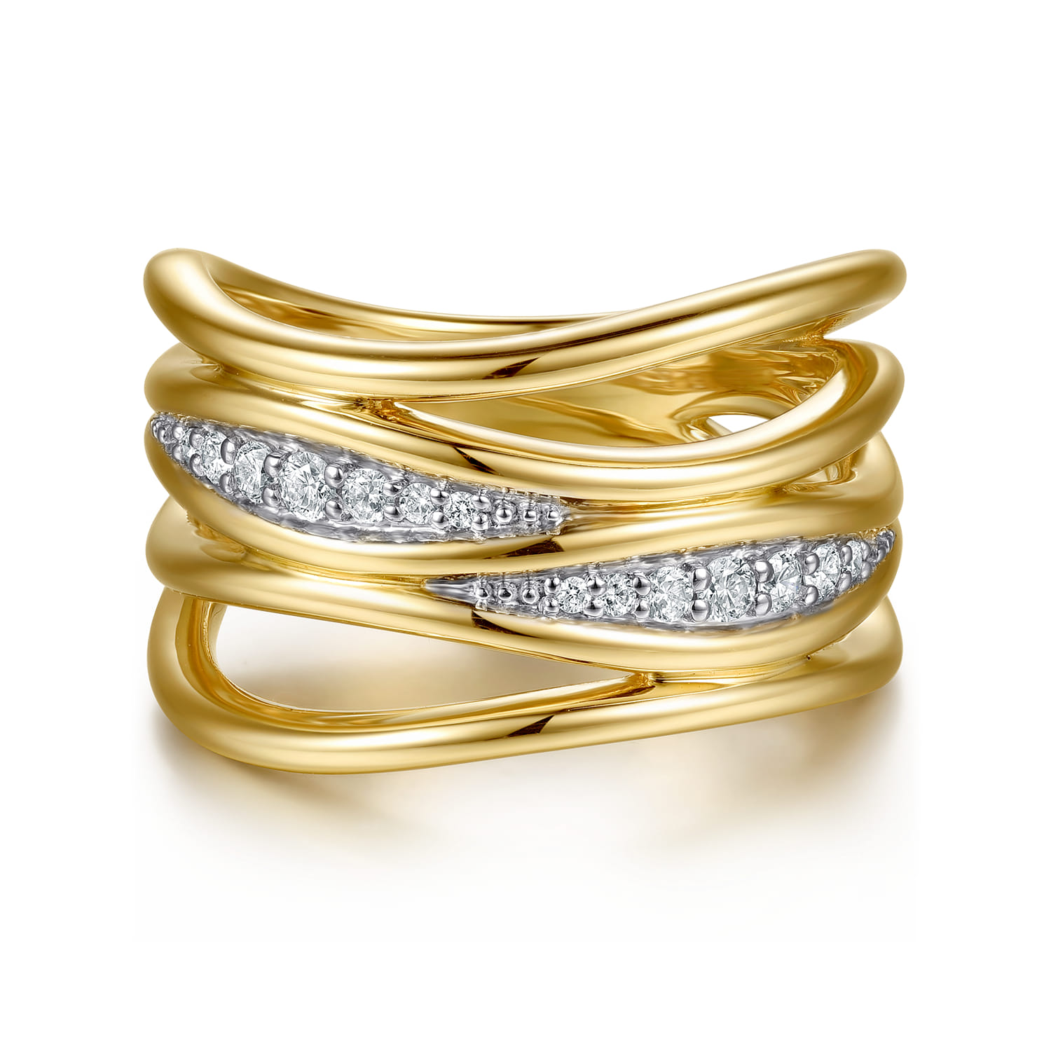 14K Yellow Gold Diamond Easy Stackable Ring - 0.17 ct - Shot 1