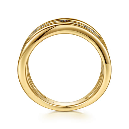 14K Yellow Gold Diamond Easy Stackable Ring