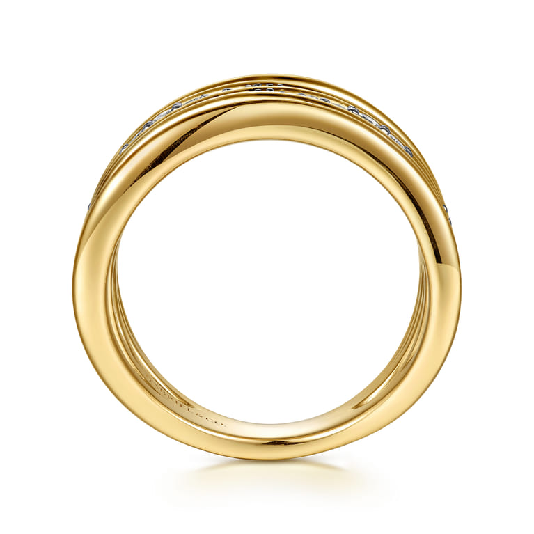 14K Yellow Gold Diamond Easy Stackable Ring - 0.17 ct - Shot 2