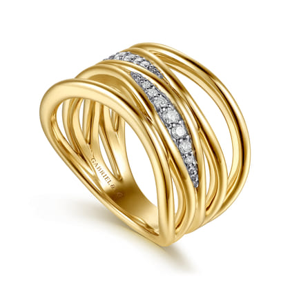 14K Yellow Gold Diamond Easy Stackable Ring