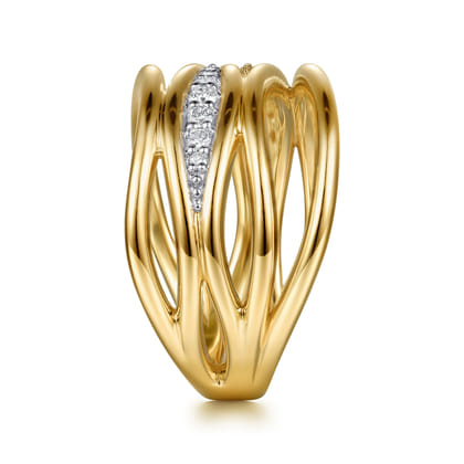 14K Yellow Gold Diamond Easy Stackable Ring