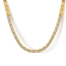 14K Yellow Gold Diamond Elongated Flat Top Pyramid Tennis Necklace - 0.75 ct