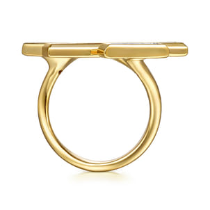 14K Yellow Gold Diamond Elongated Pyramid Bypass Ring
