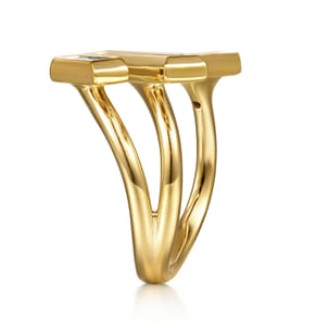 14K Yellow Gold Diamond Elongated Pyramid Bypass Ring