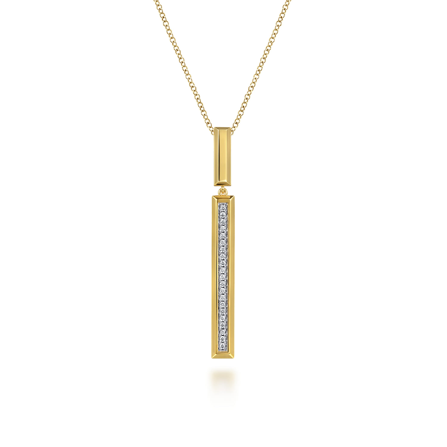 14K Yellow Gold Diamond Elongated Pyramid Drop Necklace - 0.13 ct - Shot 1